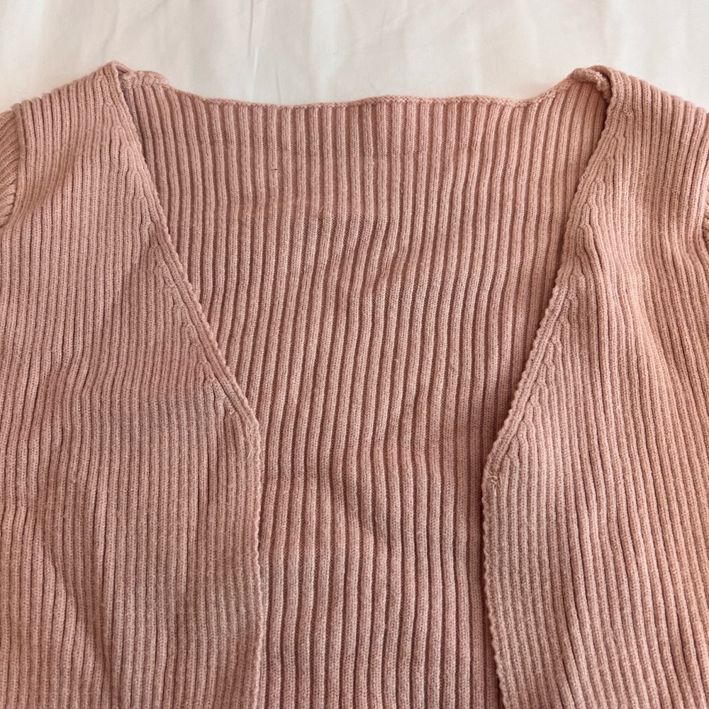 Pink Ribbed Cardigan - Picture 2 of 3